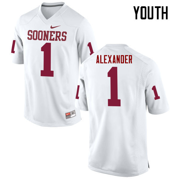 Youth Oklahoma Sooners #1 Dominique Alexander College Football Jerseys Game-White - Click Image to Close